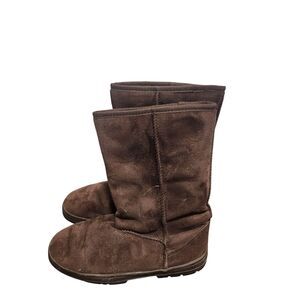 Codi Designs Brown Suede Shearling Boots Womens 9 Cozy Winter Pull‎ On Mid Calf